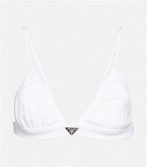 prada bralette white|Logo cotton jersey bralette in white .